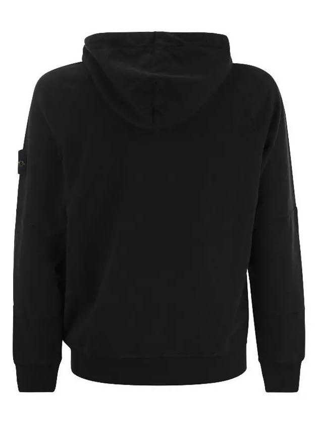 Logo Patch Cotton Zip Up Hoodie Balck - STONE ISLAND - BALAAN 4