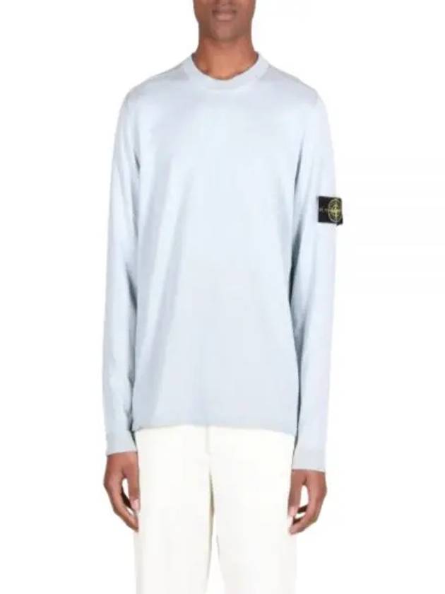 Raw Hand Cotton Crewneck Knit Top Sky Blue - STONE ISLAND - BALAAN 2