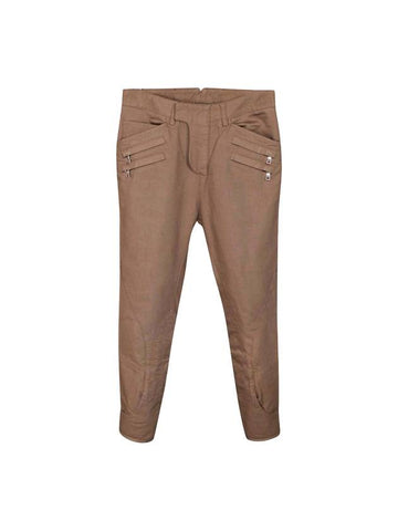 double zip button cropped jeans brown - BALMAIN - BALAAN.
