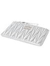 Matelasse Leather Envelope Card Wallet Silver - MIU MIU - BALAAN 4