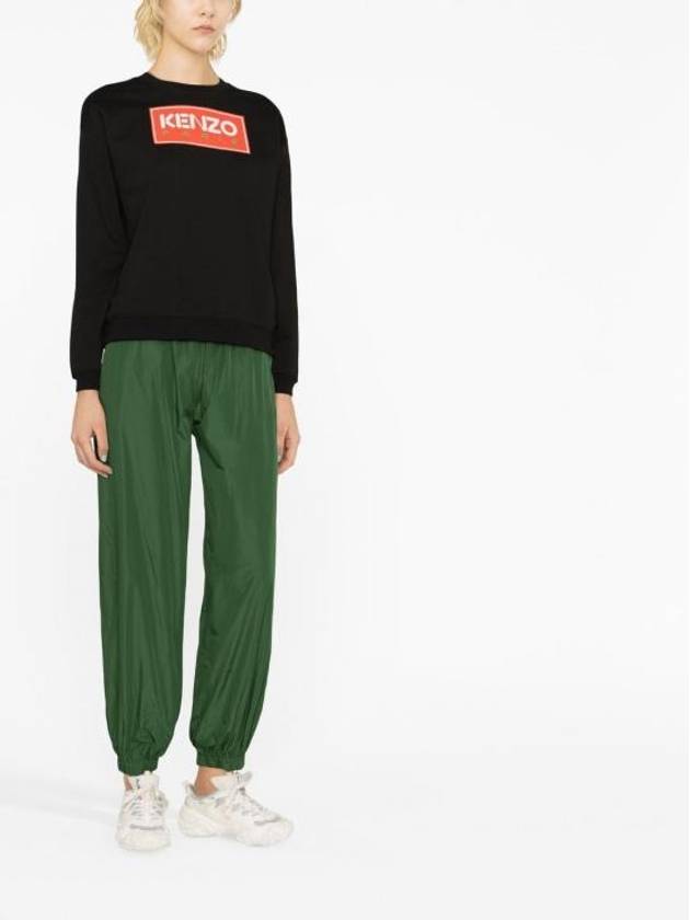 Women's Paris Logo Crew Neck Cotton Sweatshirt Black - KENZO - BALAAN 5