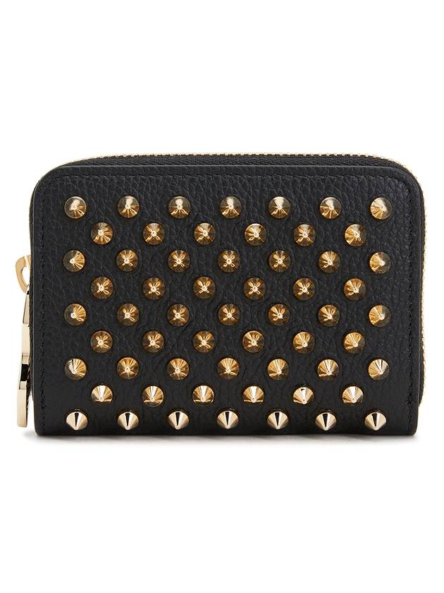 Round Zipper Spike Studs Coin Wallet Black - CHRISTIAN LOUBOUTIN - BALAAN 1