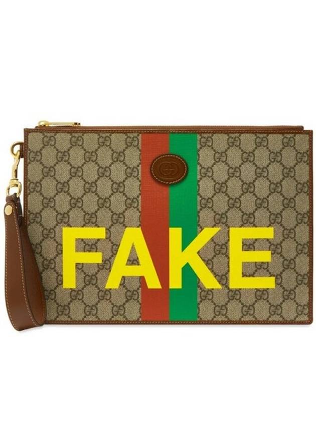 FAKE Print Clutch Bag Brown - GUCCI - BALAAN.