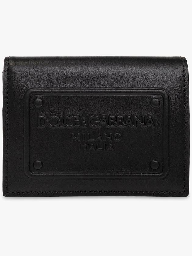 Logo Embossed Bi-Fold Calfskin Card Wallet Black - DOLCE&GABBANA - BALAAN 2