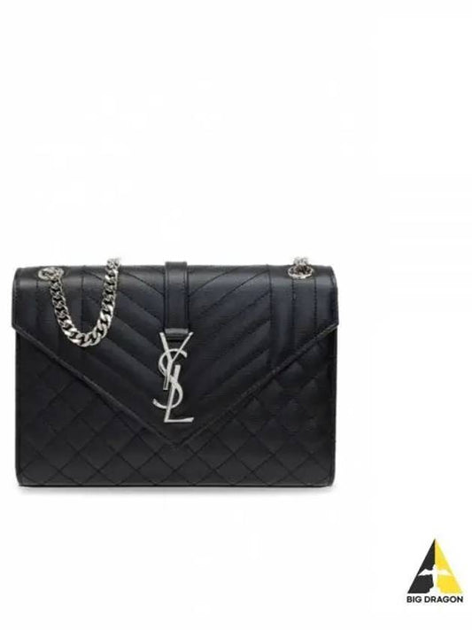 Envelope Medium Chain Bag in Mix Matelasse Grain De Poudre Embossed Leather Black - SAINT LAURENT - BALAAN 2