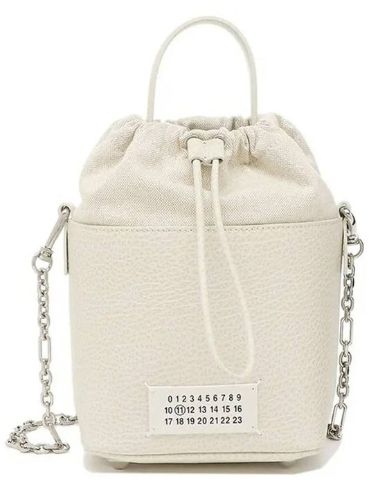 5AC Number Logo Texture Leather Bucket Bag White - MAISON MARGIELA - BALAAN 2