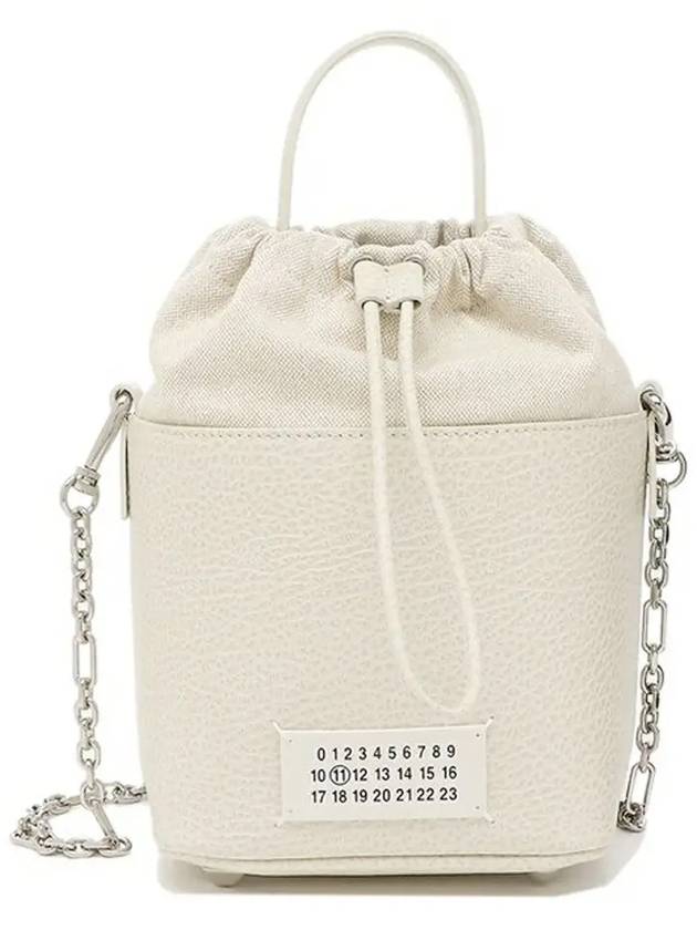 5AC Number Logo Texture Leather Bucket Bag White - MAISON MARGIELA - BALAAN 3