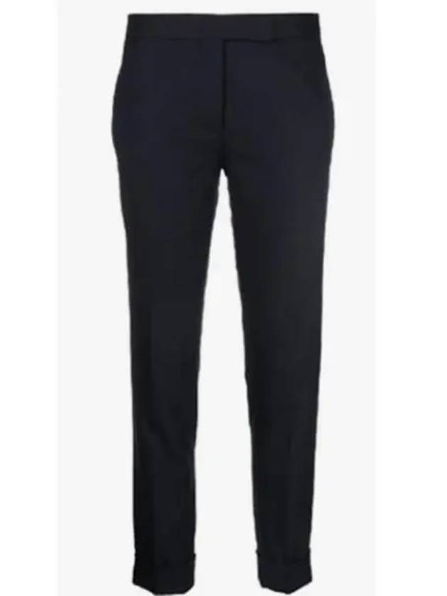 Cropped Tailored Twill Wool Skinny Straight Pants Navy - THOM BROWNE - BALAAN 2