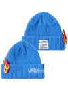 Flame Patch Embroidered Beanie Sky Blue - STIGMA - BALAAN 2