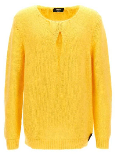 Crew Neck Mohair Knit Top Yellow - FENDI - BALAAN 1