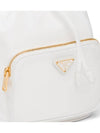 Triangular Logo Duet Re-Nylon Bucket Bag White - PRADA - BALAAN.