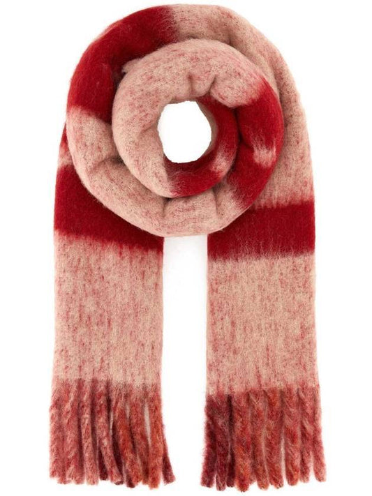 logo wool mohair blend fringe muffler pink - MARNI - BALAAN 1