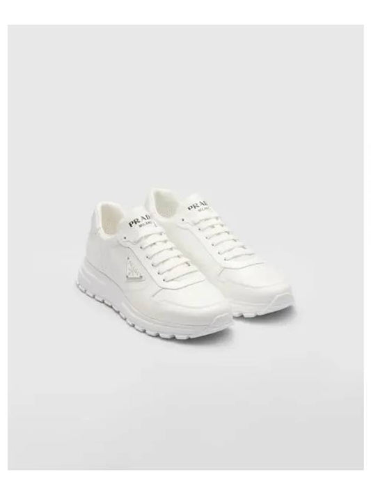 Triangle Logo Leather Low-Top Sneakers White - PRADA - BALAAN 2