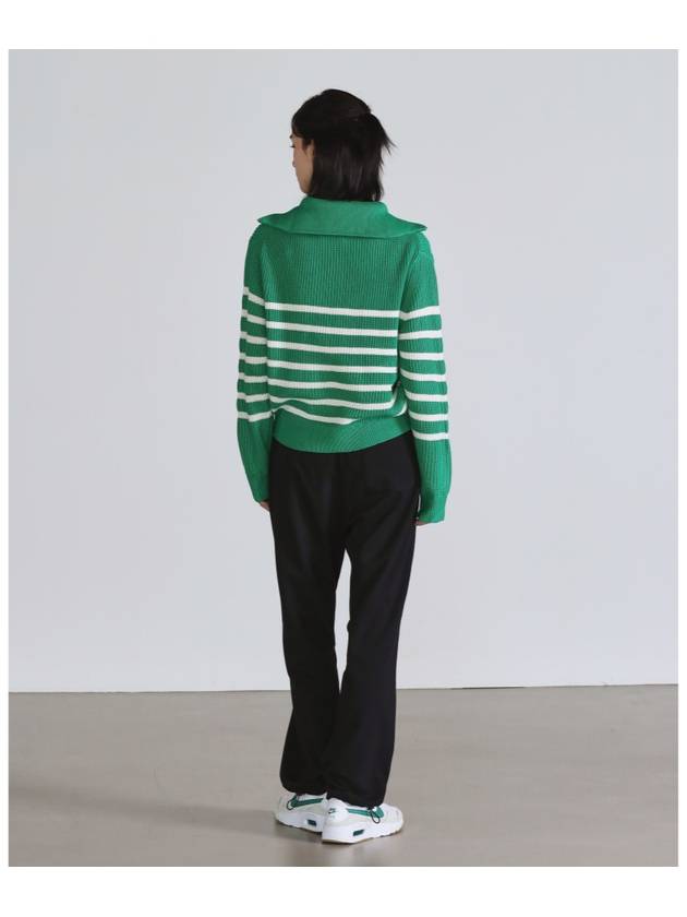 Striped Half Zip Knit Top Green - THE GREEN LAB - BALAAN 7