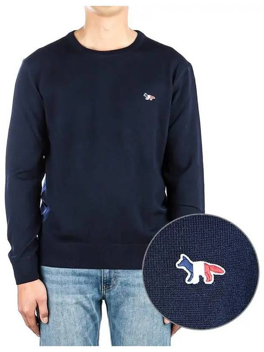 Unisex tricolor fox knit FU00502KT1036 NAVY 270081 - MAISON KITSUNE - BALAAN 1