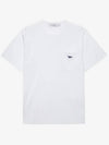 Navy Fox Patch Classic Pocket Short Sleeve T-Shirt White - MAISON KITSUNE - BALAAN 3