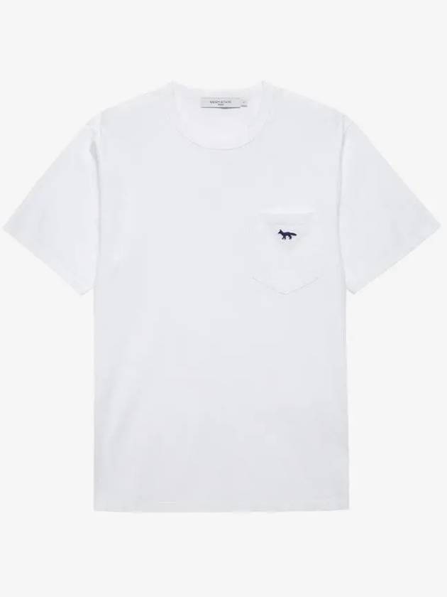 Navy Fox Patch Classic Pocket Short Sleeve T-Shirt White - MAISON KITSUNE - BALAAN 2