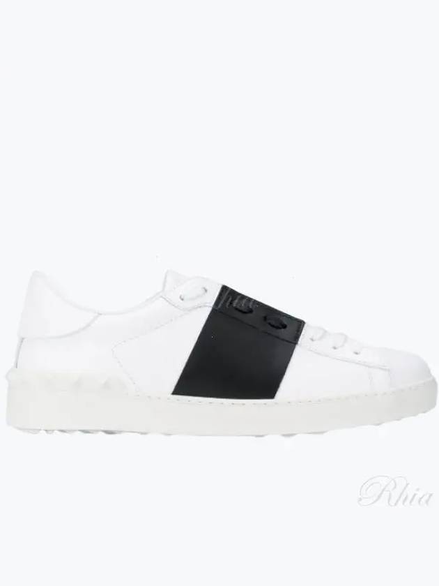 Men's Hidden Strap Rockstud Color Contrast Sneakers White Black - VALENTINO - BALAAN 2