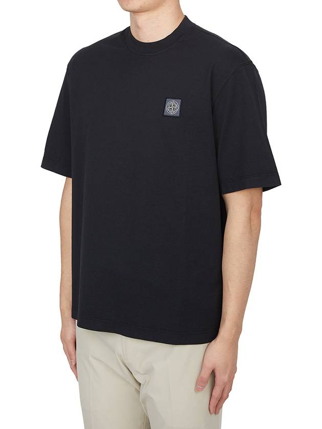 Combed Organic Cotton Jersey Short Sleeve T-Shirt Black - STONE ISLAND - BALAAN 3