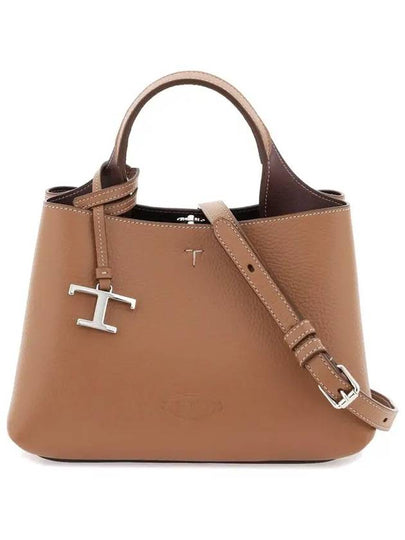 Logo Charm Leather Micro Tote Bag Brown - TOD'S - BALAAN 2