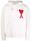 Big Heart Logo Hoodie White - AMI - BALAAN 3