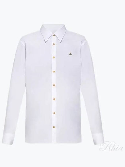 Men's Embroidered ORB Long Sleeve Shirt White - VIVIENNE WESTWOOD - BALAAN 2