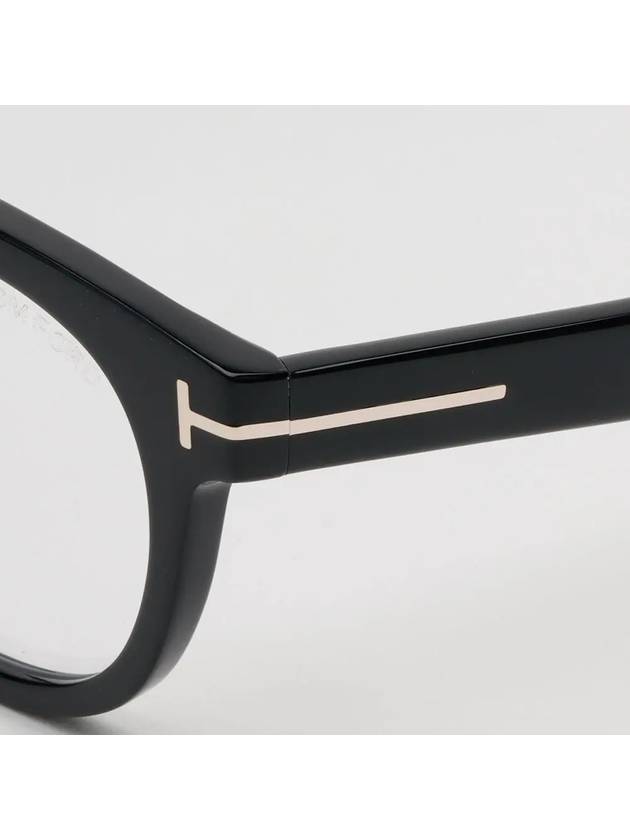 Eyewear T Logo Round Plastic Eyeglasses Shiny Black - TOM FORD - BALAAN 5