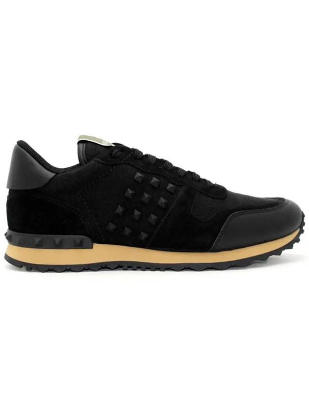 Men's Rockstud Low Top Sneakers Black - VALENTINO - BALAAN 3