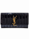 Women s 539972 Vicky black patent gold logo long wallet - SAINT LAURENT - BALAAN 1