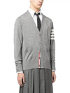 Men's Sustainable Classic Diagonal Wool Cardigan Pale Grey - THOM BROWNE - BALAAN 4