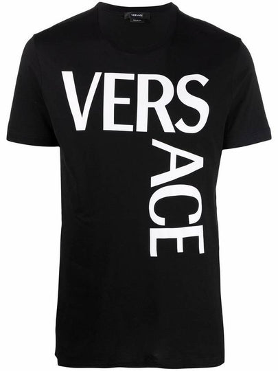 Men's Logo Print Short Sleeve T-Shirt Black - VERSACE - BALAAN 2