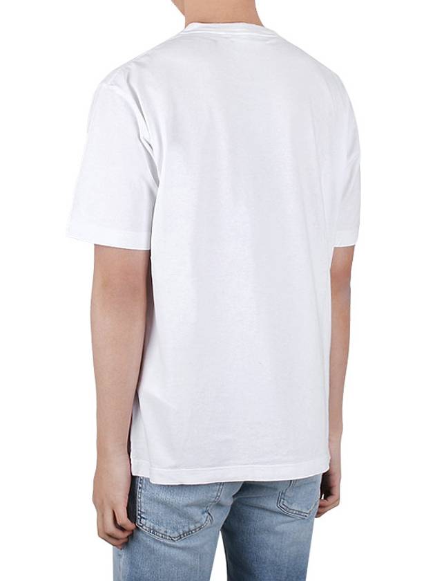 Men's Embroidered Logo Short Sleeve T-Shirt White - STONE ISLAND - BALAAN 5