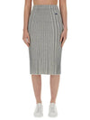 Baby Fox Patch Ribbed Midi Pleated Skirt Grey - MAISON KITSUNE - BALAAN 4