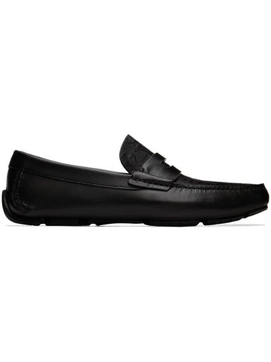 Men's Logo Leather Driving Shoes Black - SALVATORE FERRAGAMO - BALAAN 1