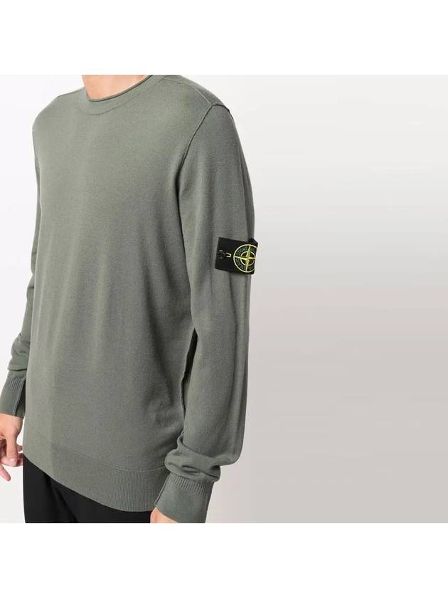 Wappen Patch Crew Neck Wool Knit Top Khaki - STONE ISLAND - BALAAN 5