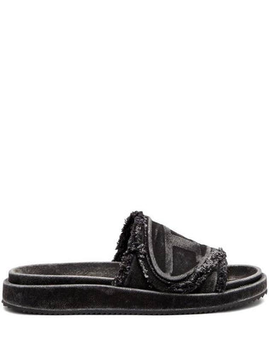 Oval D Slider Slippers Black - DIESEL - BALAAN 1