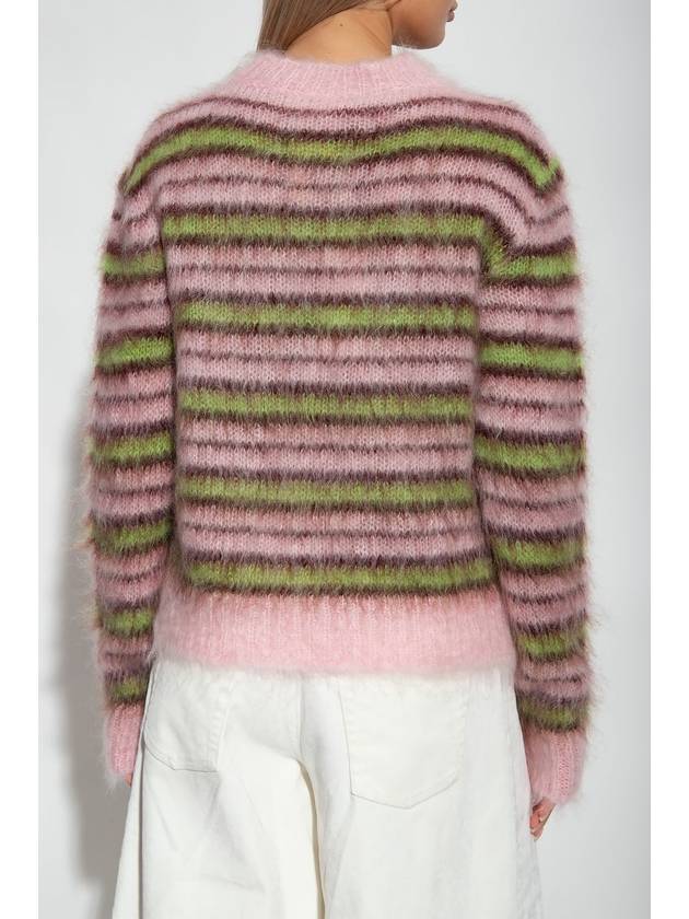 Women's Striped Mohair Crew Neck Knit Top Pink - MARNI - BALAAN 5