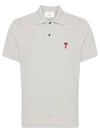 Men's Heart Logo Polo Shirt Grey - AMI - BALAAN