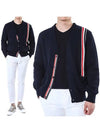 RWB Striped Intarsia Cotton Cardigan Navy - THOM BROWNE - BALAAN 2