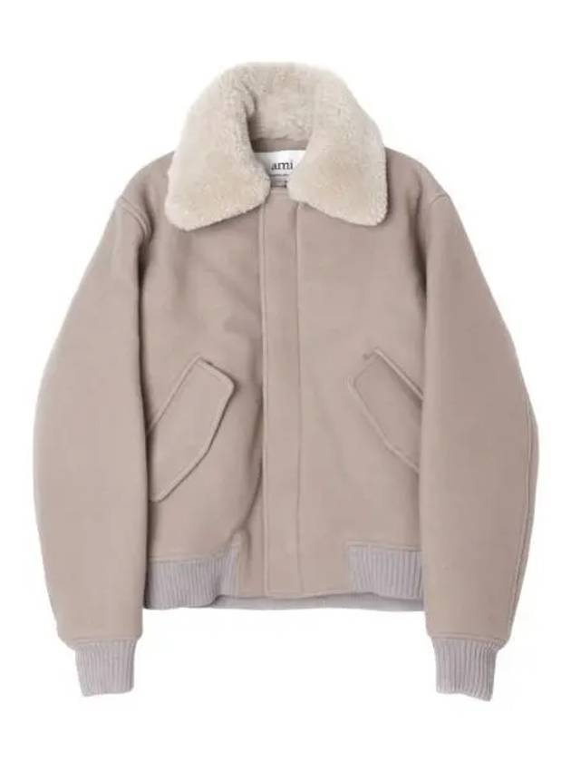 Aviator Wool Jacket Beige - AMI - BALAAN 1