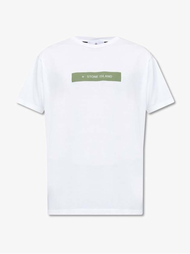 Micro Logo Print Short Sleeve T-shirt White - STONE ISLAND - BALAAN 2