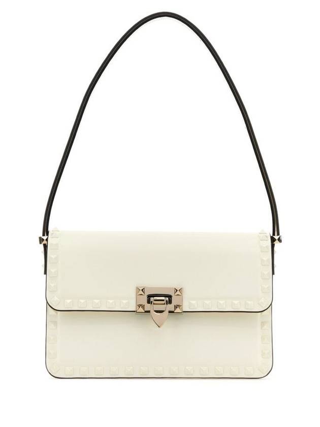 Rockstud Detail Leather Shoulder Bag White - VALENTINO - BALAAN 2