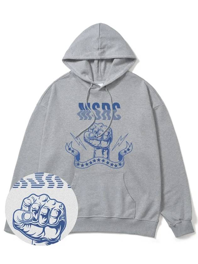 Punchline Indigo Blue Overfit Hoodie Grey - MONSTER REPUBLIC - BALAAN 4