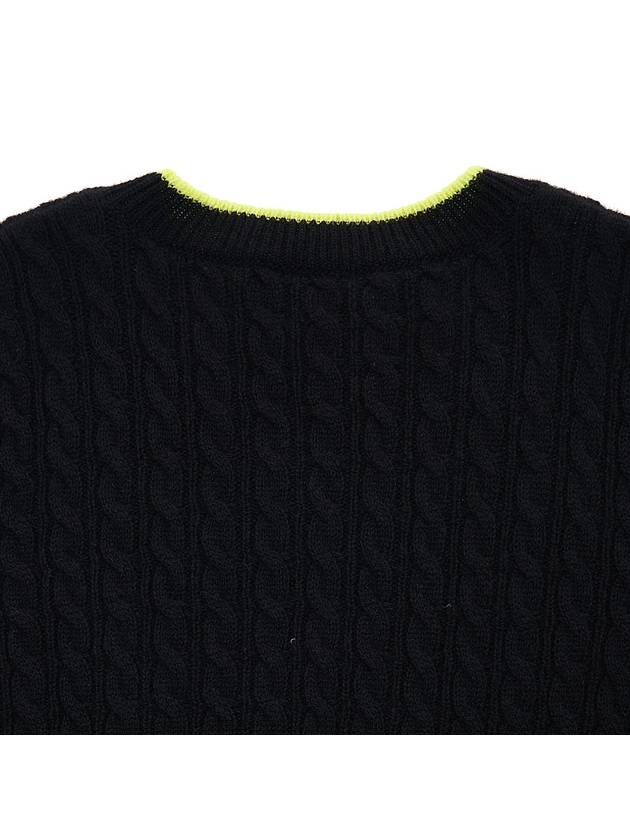 Logo Cable Wool Knit Top Black - MSGM - BALAAN 8