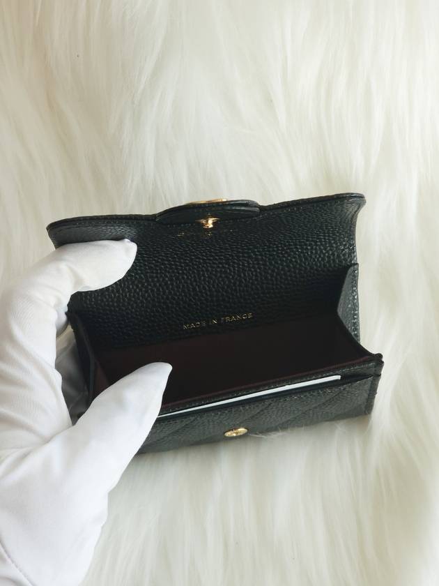 Classic Grained Calfskin Card Wallet Black - CHANEL - BALAAN 5