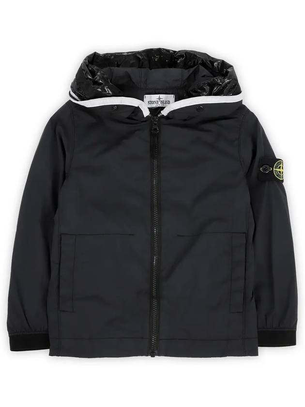 Stone Kids Waffen Patch Two Line Hooded Jacket Black 781640332 V0029 10 12A - STONE ISLAND - BALAAN 3