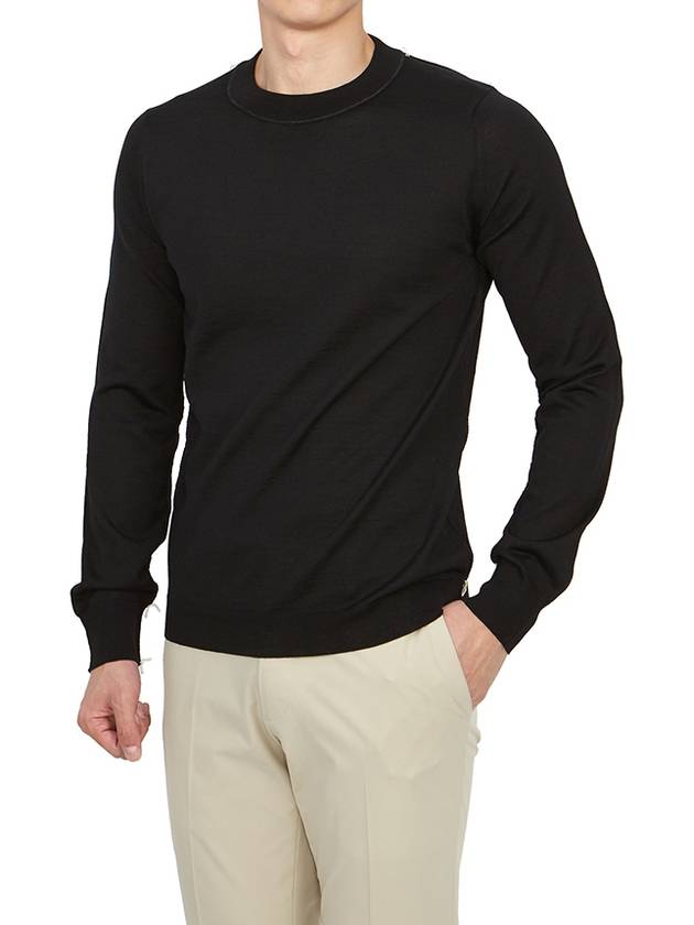 Back Stitch Crew Neck Wool Knit Top Black - MAISON MARGIELA - BALAAN 6