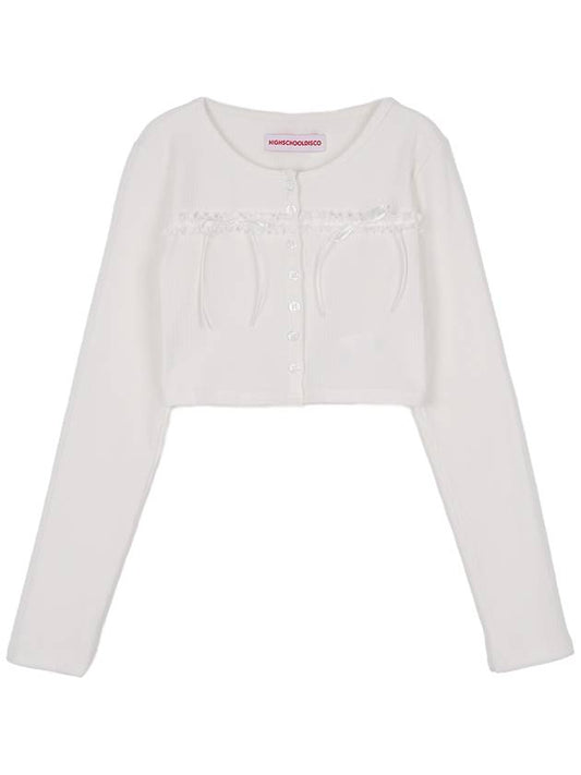 Lace Ribbon Crop Cardigan White - HIGH SCHOOL DISCO - BALAAN 2