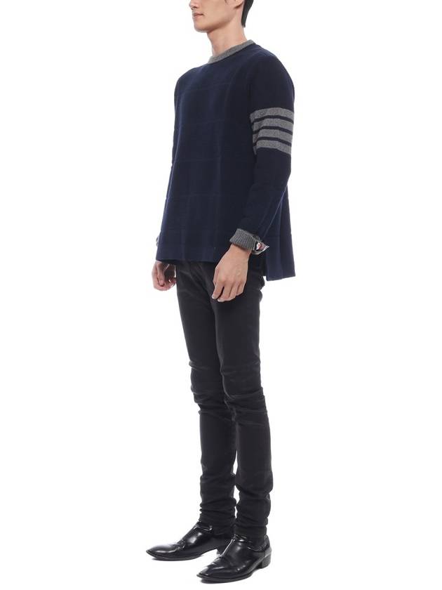 4 Bar Stripe Crewneck Knit Top Navy - THOM BROWNE - BALAAN 5