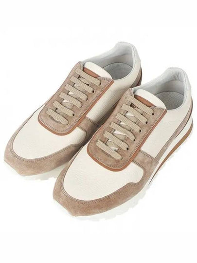 OLIMPO Texture Leather & Suede Sneakers MZUAVLA289 B0081187027 - BRUNELLO CUCINELLI - BALAAN 2